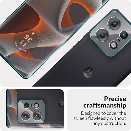 Image of FIRST MART HD+ UV Tempered Glass Camera Lens Compatible for Motorola Moto Edge 50 Pro 5G (6.7 Inch) With White Camera lances Guard & Installation Kit | Edge-To-Edge Protector Coverage | White
