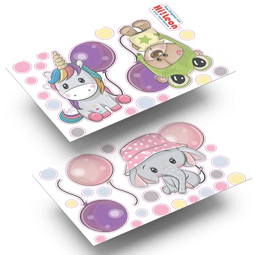 Hi!Leon® [70x45cm] niedliche wiederablösbare Wandtattoo Kinderzimmer Mädchen-Wandsticker Kinderzimmer Jungen-Babyzimmer Deko Mädchen und Junge