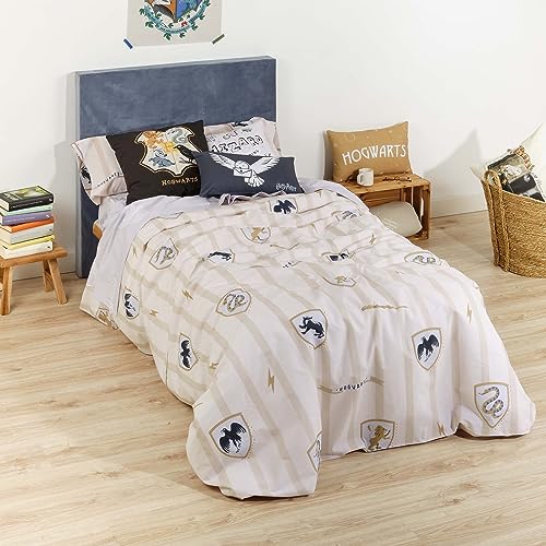 Funda nórdica con botones 100% algodón Modelo Hogwarts Classic Cama de 90 de niños 2