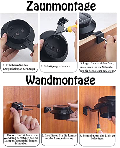 Comforty 6 Stück Solarlampen für Außen, Dachrinnen Solarleuchten Wasserdichte Solar Garten Wandleuchte Dachrinnenbeleuchtung, Solar Wegeleuchte für Haus, Zaun, Garte, Schwarz