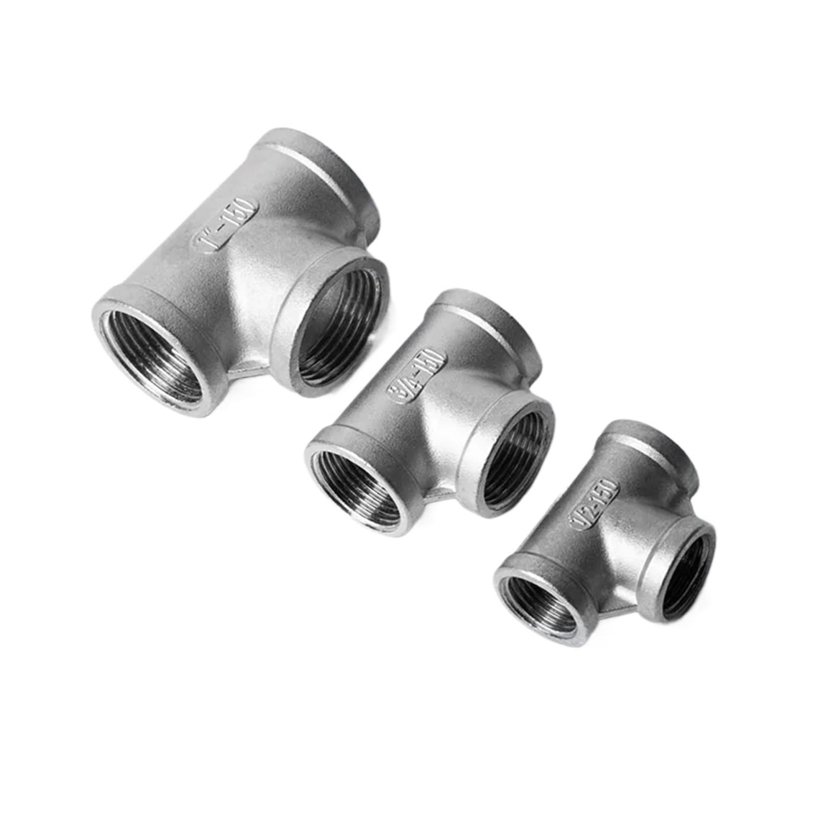 1/8" 1/4" 3/8" 1/2" 3/4" 1" BSPP Equal Female Thread 304 Stainless Steel Tee Type Three Way Pipe Fitting Connector (BSP1I2)