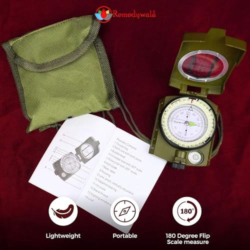 Image of REMEDYWALA Waterproof High Accuracy Military Compass for Directions Vastu Professional (3.25 x 2.5 x 1.2 inch)