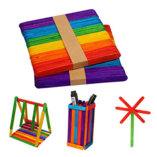 Comius Sharp Bâtonnets en Bois, 300 Pièces Bâtonnets de Bois Artisanat Bâtons, Batonnet de Glace, Art coloré Lollipop Stick,Bâtons de Bois Bricolage, Idéal pour Travaux Manuels et Maison DIY.