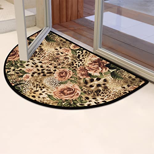 Bardic Leopard Skin Half Round Front Porch Door Mat, Animal Tiger Print Semicircular Non-Slip Floor Mat Entry Area Rug For Indoor Outdoor thumb #5