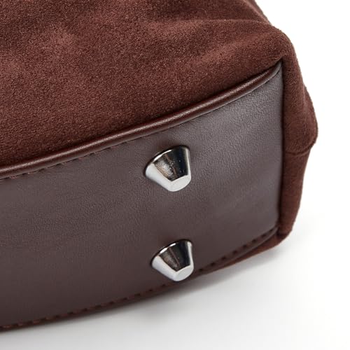 Image of Suede Shoulder Bags For Women Crossbody Bag Suede Tote Bag Satchels Slouchy Work Purses Crescent Handbag Fall Top Handle