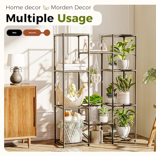 image for Bamworld Plant Stand Outdoor Metal Plant Shelf for Multiple Plants Lar