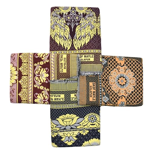 Image of TUNI MANI Solapur Chaddar Cotton Bedsheet /Blanket | Multicolour Floral Design | Size : 60 inch X 90 inchinches (5' x 7.5' Feet) | Queen | (Pattern May Vary) (Pack of 4)