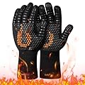 Onlyfire BBQ Gloves 1472°F Heat Resistant Grill Gloves Fireproof Oven Gloves for Cooking, Grilling, Barbecue, Smoker, Baking, Frying, Black