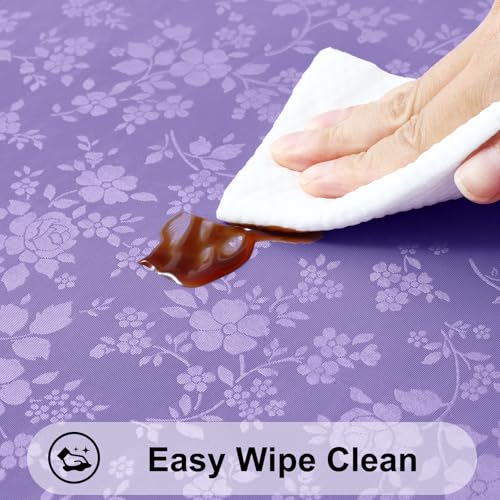 Image of Smiry Rectangle Table Cloth, Waterproof Heavy Duty Vinyl Tablecloths, Wipeable Washable Table Cover for Kitchen and Dining Room (Purple, 52 inch X 70 inch)