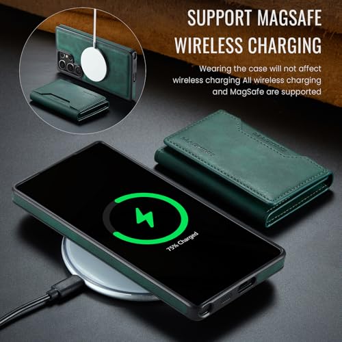 Portefeuille iPhone 14 Plus étui détachable cuir vert - 2
