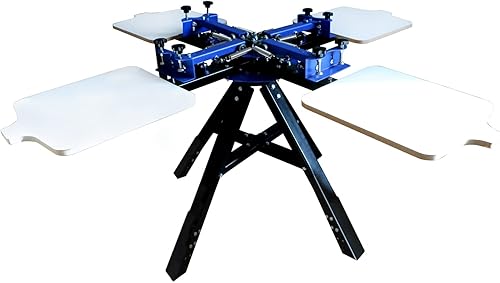 Impresora de pantalla de 4 estaciones de 4 colores 18 x 22 pulgadas Tipo de piso Máquina de impresión de pantalla de seda resistente para impresión