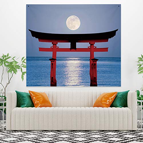 Qinunipoto タペストリー 和風 嚴島神社 鳥居 正月 180x160cm 日本 和柄 吊り布 壁の装飾 アート 多機能布 大判 インテリア アートポスター 撮影用 ビデオ会議 背景 モダンアート 室内装飾 模様替え モダン 窓カーテン おしゃれ 壁掛け 写真 家 自宅 お店 雰囲気転換 部屋改造 リビングルーム ベッドルーム 洗濯可能 ポリエステル製 [3]