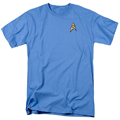 Popfunk Star Trek Science Uniform T-Shirt w/Liquid Gold Ink & Stickers (XL, Blue)