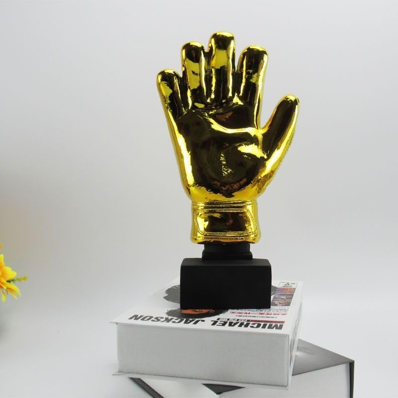 Generic 10.24in Golden Football Goalkeeper Gloves Trophy Resin Crafts Best Gold Plated Soccer Award Customizable Gift Fans League Souvenirs