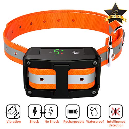 Dog Bark Collar - Rechargeable Anti Shock Barking Collar - Upgraded Smart Detection Module Stop Barking with Beep/Vibration/Shock 5 Sensitivity & IPX67 Level Waterproof for Small Medium Large Dogs