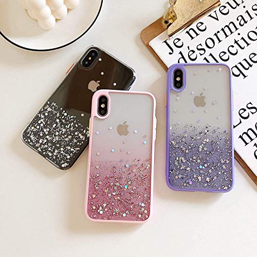 Image of VONZEE Case Compatible with iPhone XR (6.1 inch), Non Moving Glitter Cover for Girls & Women Soft TPU Shockproof Anti Scratch Drop Protection Cover (Purple)