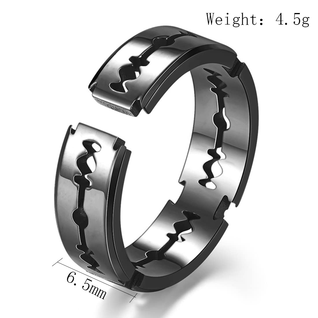 RIUKIU Anillo Hoja De Afeitar Abierta, Anillos De Acero Inoxidable De Moda Para Hombre Y Mujer