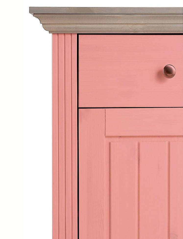 Image of APRODZ Solid Wood Alegre Sideboard Storage Cabinet for Living Room | Light Coral Pink Red