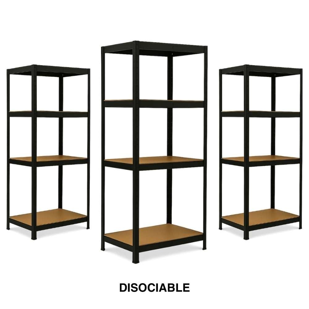 Triple Estanterías de almacenamiento Cargas Pesadas - 210 x 150 cm - 960 kg - Estanterías de garaje modulables, 4 Niveles, 12 Estantes