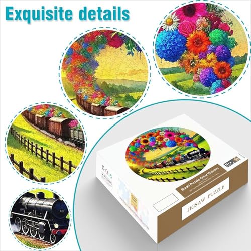 Puzzle de 1000 piezas redondo con diseño de tren de vapor, ideal para decorar tu salón 6