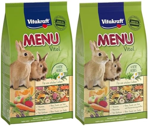 VITAKRAFT Menu Premium Vital Conejo Enano Complejo Natural de Complexeherbs para Conejo Enano 1 kg (Paquete de 2)