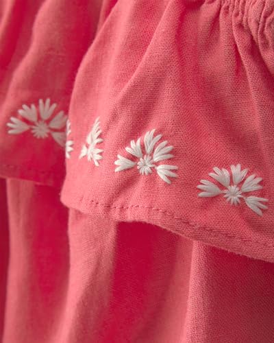 Image of Carter's Baby Girl 2-Piece Linen Sleeveless Top and Shorts Set | Breathable Summer Outfit for Baby Girls | Comfortable Casual Set for Everyday Wear