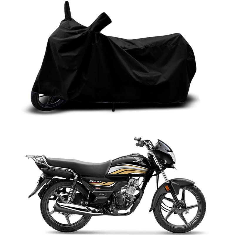 Image of 100% Scratchproof /UV-Rays /Heat Protection /Birds Dropping /Water Resistant /Dust Proof /Waterproof /Bike Scooty Two Wheeler Body Cover Compatible for Honda CD 110 DLX BS6 All Varients[Black]