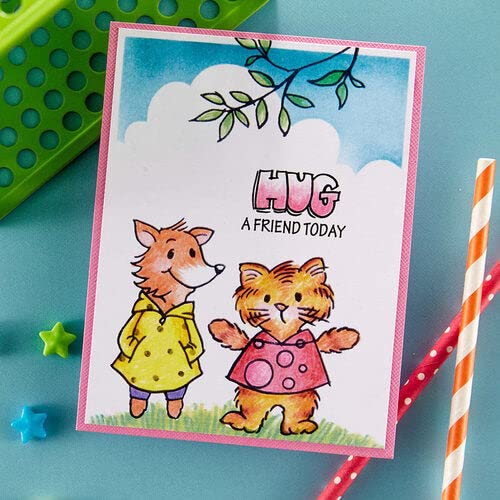 Spellbinders Stampendous FransFormer™ Friends Hugs Clear Stamps, Grey - Image 4