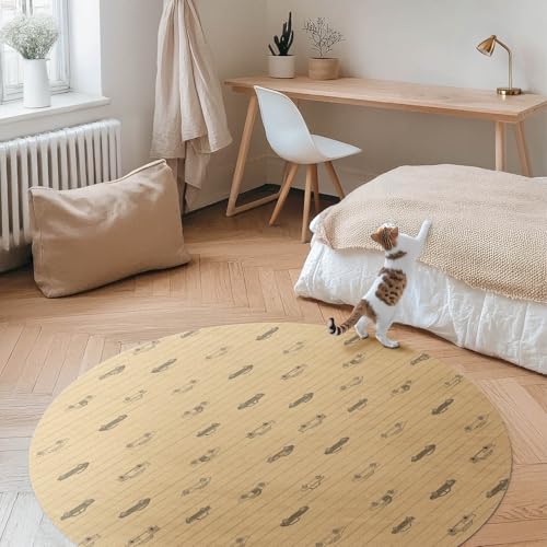 Tapis vinyle ø140 cm maison deco salon résistant à la rayure de sol - 3