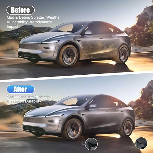 Image of frani Upgraded Integrated Mud Flaps Designed for Tesla Model Y Juniper 2025-2026,All Weather Guards, No Drilling /Tape Required(Set of 4)