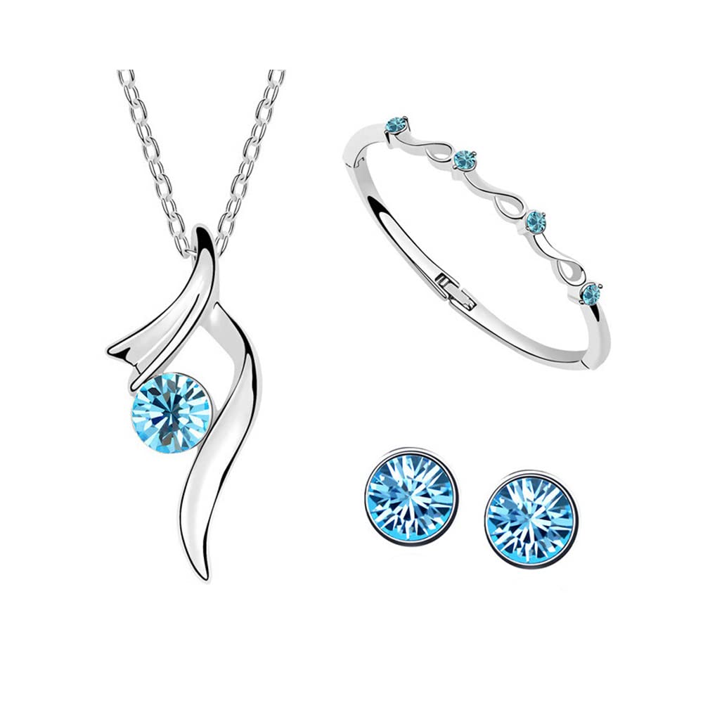 TOEECY Cristales Conjuntos de Joyas para Mujer y Niñas Cristales Colgante Collar Pendientes Pulsera Fiesta Boda Nupcial Dama de Honor