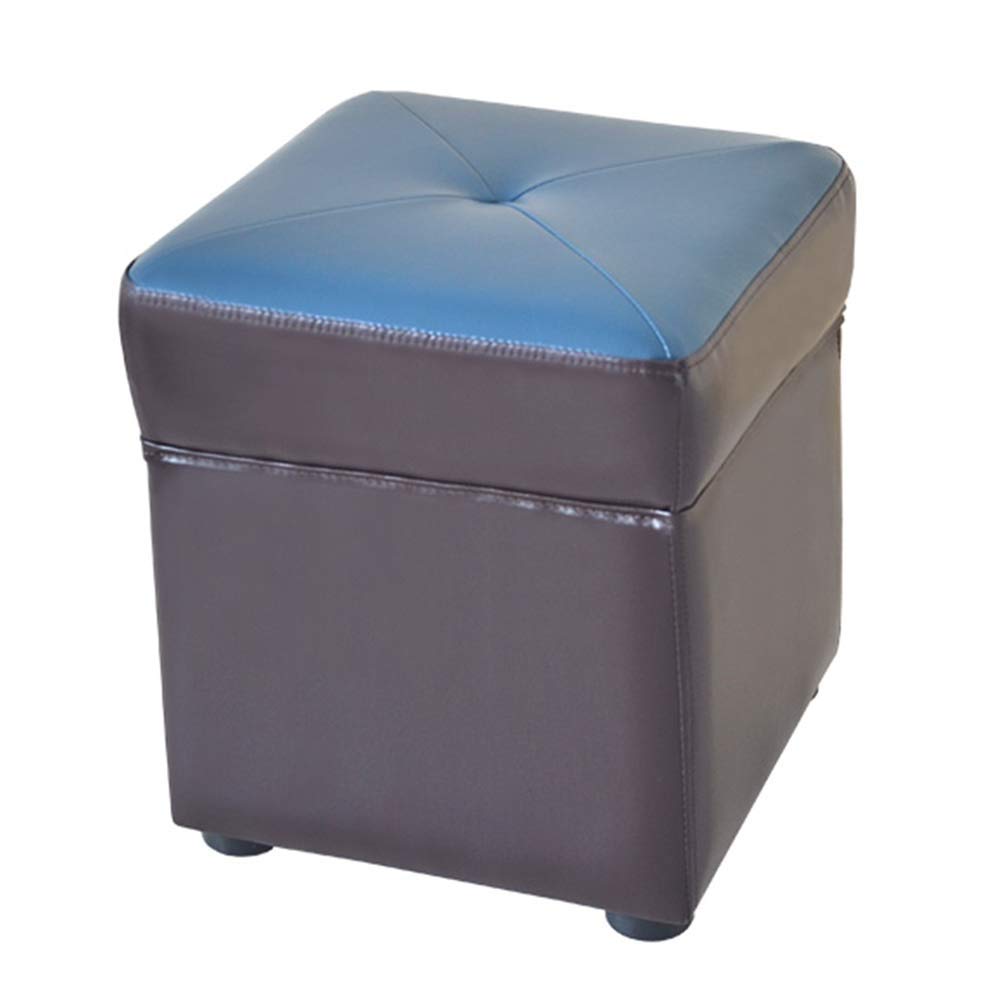 Tabouret de repose-pieds en cuir marron - Pouf bas rembourré de salon