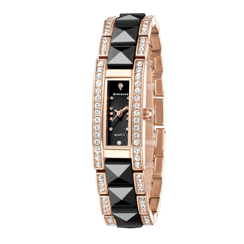 Luxury Crystal Studded Bracelet Watch for Women - Elegant Rectangular Dial, Quartz Movement and Stainless Steel Strap-image-3