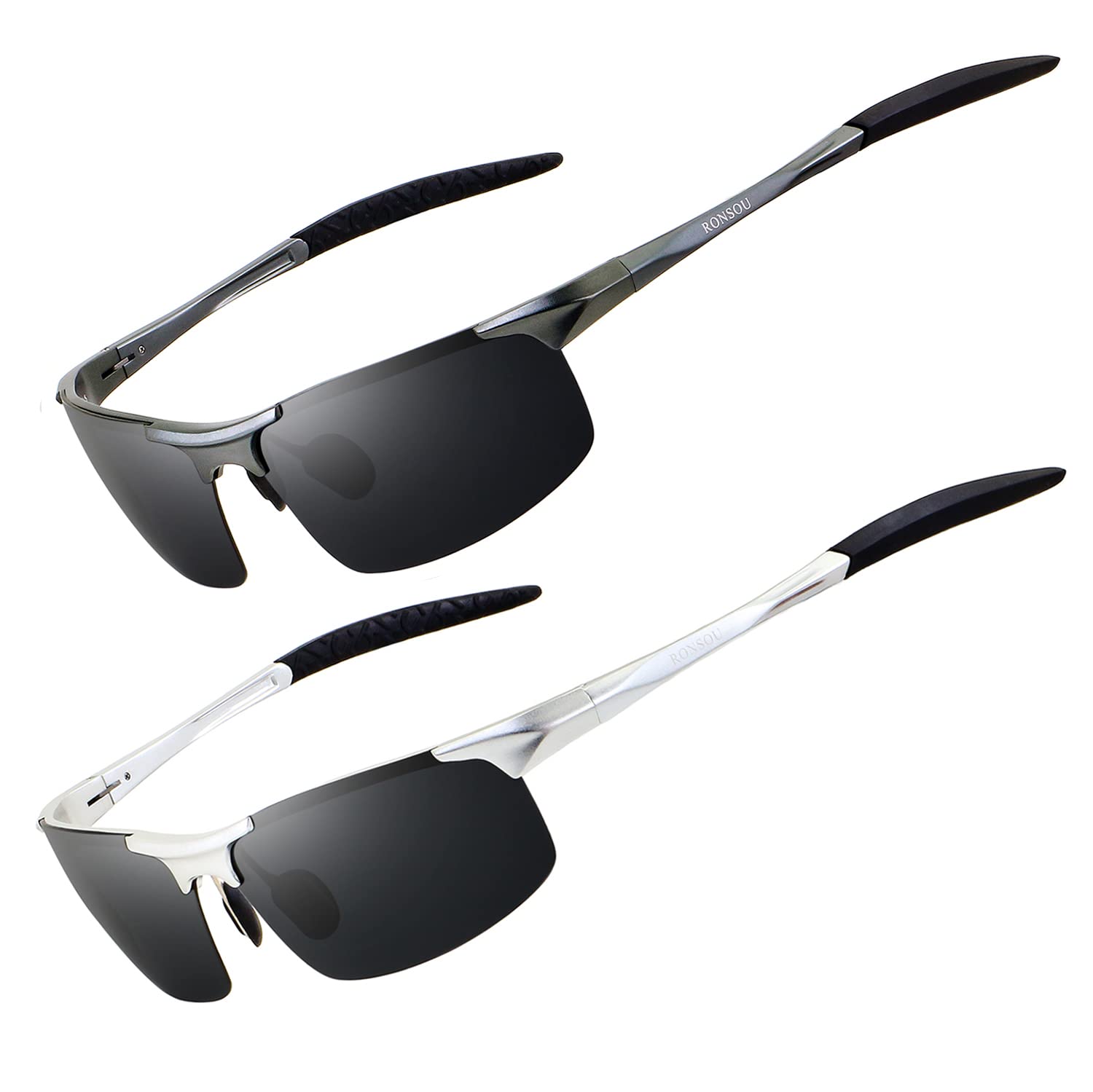 RONSOU 0.9 oz Sport Polarized Sunglasses for Men, Aluminum-Magnesium Frame