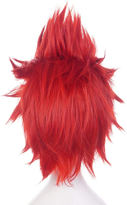 Perucă sintetică scurtă roșie Topcosplay pentru cosplay anime, cu plasă inclusă, pentru petreceri de Halloween și costume