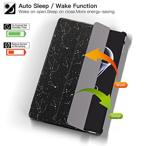 Image of SwooK Polycarbonate Flip Cover Case for Realme Pad X 11 inch Tablet Trifold Stand Lightweight Slim Protective Folio Flip Cover Case (Constellation)