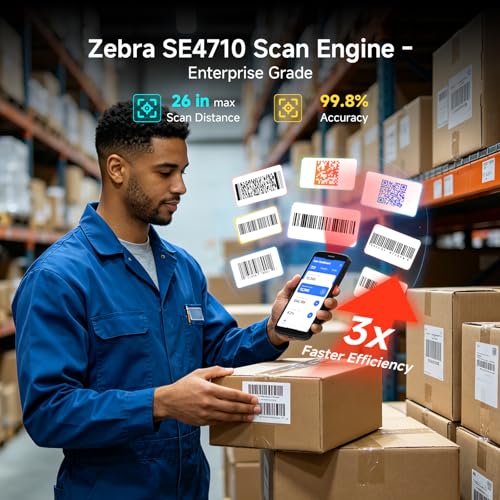 Arrvel Android 15 Barcode Scanner F2, Handheld PDA w/Zebra4710 Scan Engine, 6\" Touchscreen Industrial Mobile Computer, IP67 Data Terminal Inventory Scanner for Warehouse Logistics Management