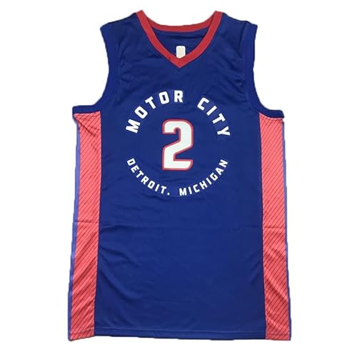 FABROX NBA Hommes Sports Vest Detroit Pistons Cade Cunningham # 2 Fans Jersey Respirant Athlétisme Été Loose Tee S-XXL (Color : 2, Size : XXL) Cover