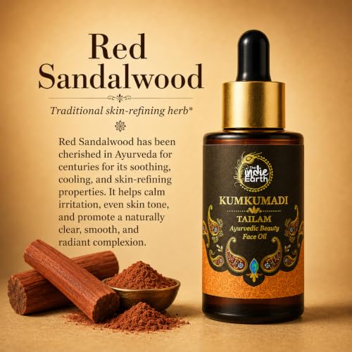 Image of The Indie Earth Kumkumadi Tailam 30 ml | An Ayurvedic Beauty Face Oil | Miraculous Beauty Night Serum for Brighter, Glowing & Younger Looking Skin with Turmeric, Saffron, Blue Lotus & Indian Lotus