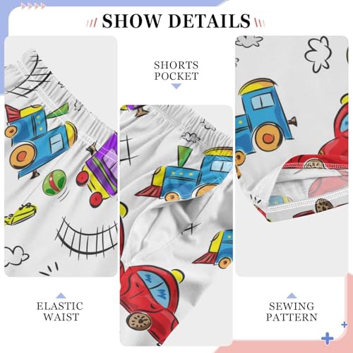 ZZXXB Steam Train Car Print Boys Long Pants Soft Trousers Elastic Waist Kids Lounge Bottoms with Pockets S-XL4