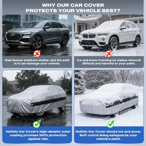 Image of 10 Layers Mini Van Car Cover Custom Fit for Ford Flex (2008-2019), Waterproof All Weather for Automobiles, Outdoor Full Cover Sun Dust Rain Protection with Cotton. Silver