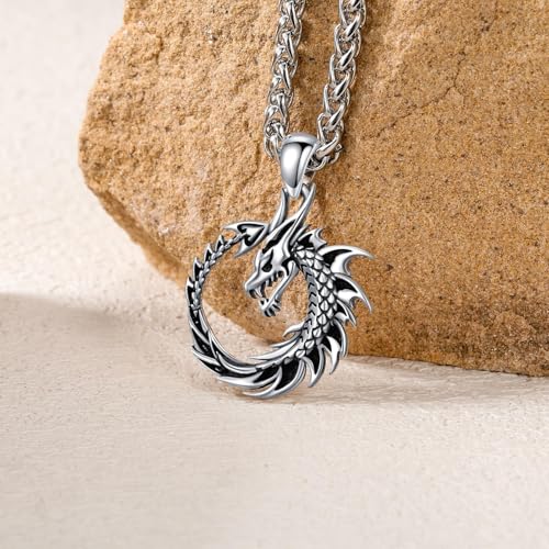 Collier dragon gothique résistant en argent sterling 925 véritable - 2