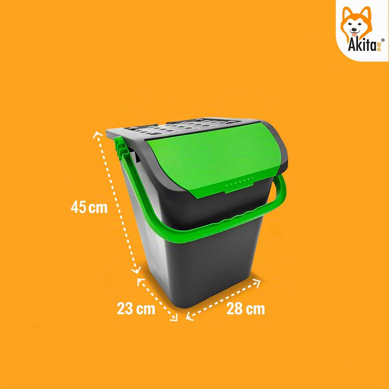 AKITAInk - Set 3 Pattumiere Differenziate da 35 Litri, Kit Pattumiera AKIPATPOP3, Bidoni Componibili e Impilabili con Manici Resistenti per Interni ed Esterni, Design Ecologic Made in Italy