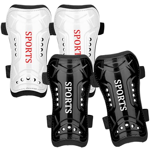2 Pairs Soccer Shin Guards for Toddler Kids Youth, Soccer Shin Pads with Adjustable Double Strap for...