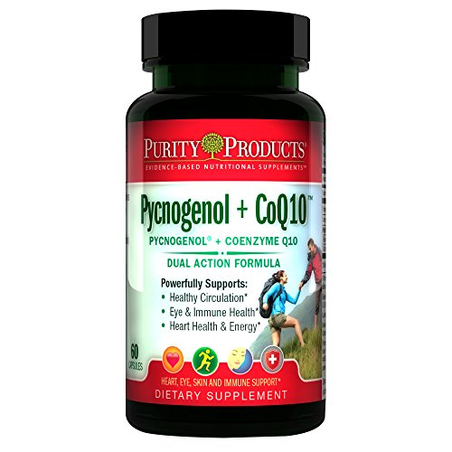 Pycnogenol + CoQ10 Super Formula - Purity Products - USA-Made Kaneka Q10 - Supports Heart + Circulatory Health, Healthy Brain and Immune Function - Helps Maintain Healthy Eyes and Skin - 60 Capsules
