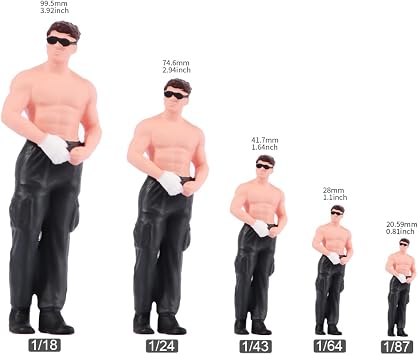 Bodybuilder Figure Model, 1/18-1/87 Scale Strong Muscle Man Figurine, Handsome Muscle Male Model Miniatures, Fitness Guy Figure Mini Statue Diorama (Colored 1/18)
