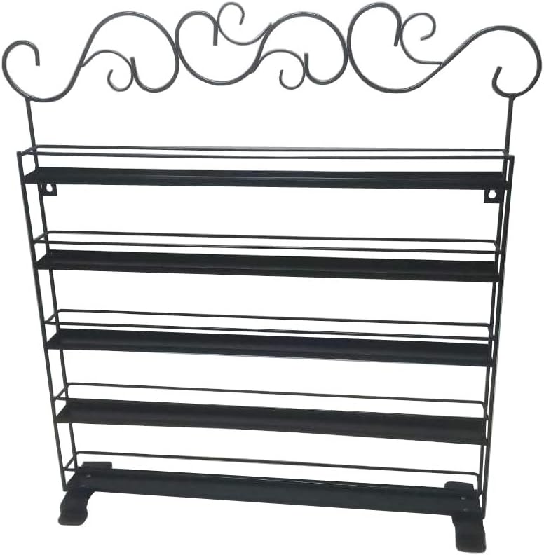 FixtureDisplays® Black Metal Nail Polish Mountable 5 Tier Organizer Display Rack Essential Oil Rack 16034-BLACK