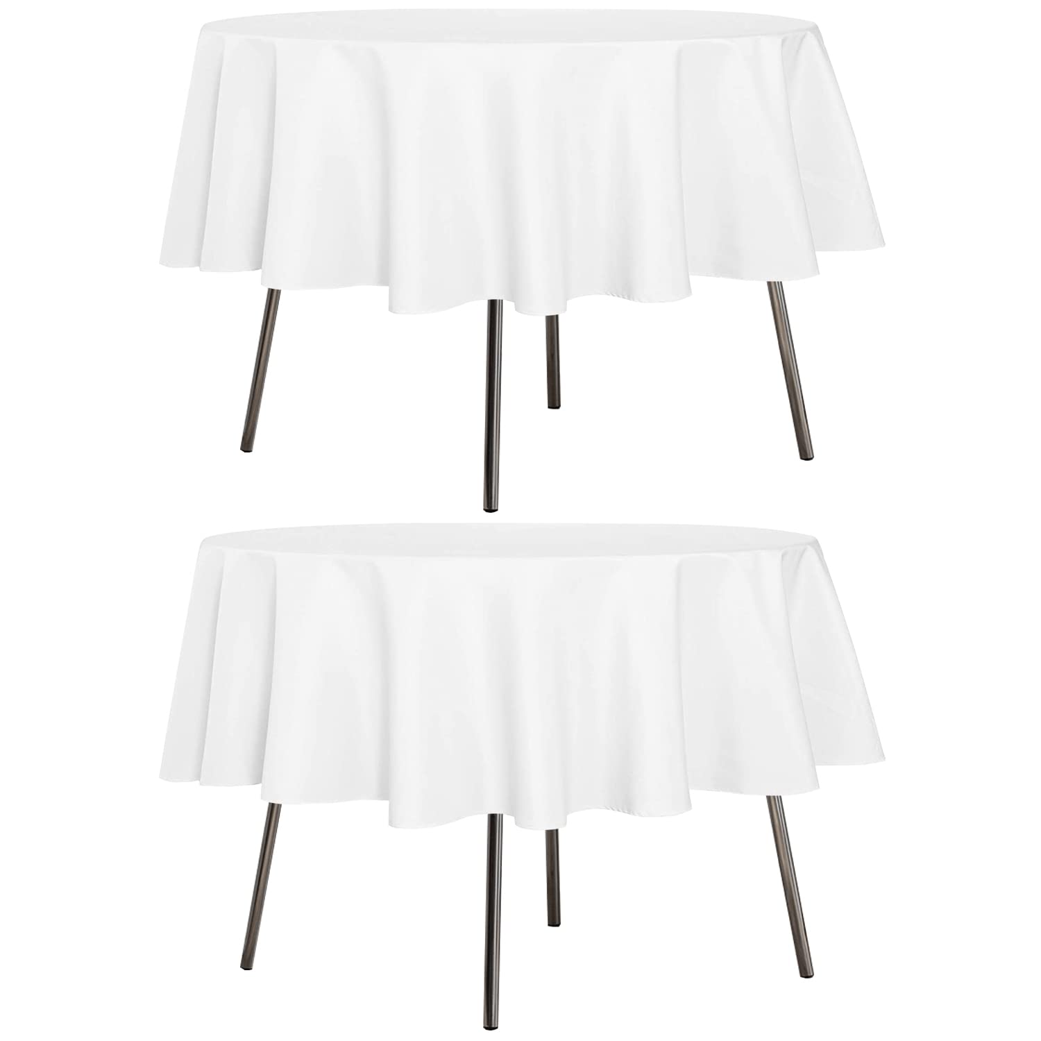Photo 1 of sancua 2 Pack Round Tablecloth 60 Inch White (Fits 20-48 Inch Tables), Stain and Wrinkle Resistant Table Cloth - Washable Polyester Table Cover for Dining Tables, Buffet Parties and Camping