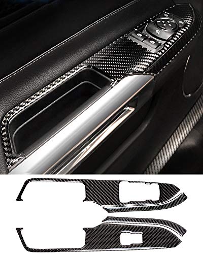 Interior Carbon Fiber Window Control Switch Panel Auto Sticker Decor Covers