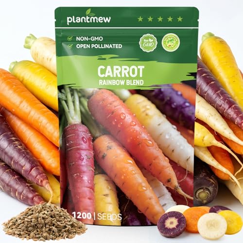 PLANTMEW 1200 Rainbow Carrot Seeds for Planting - Heirloom Vegetable Seed Pack for Home Garden - Easy Grow in Container Raised Bed or Backyard - Great Gardening Gift
